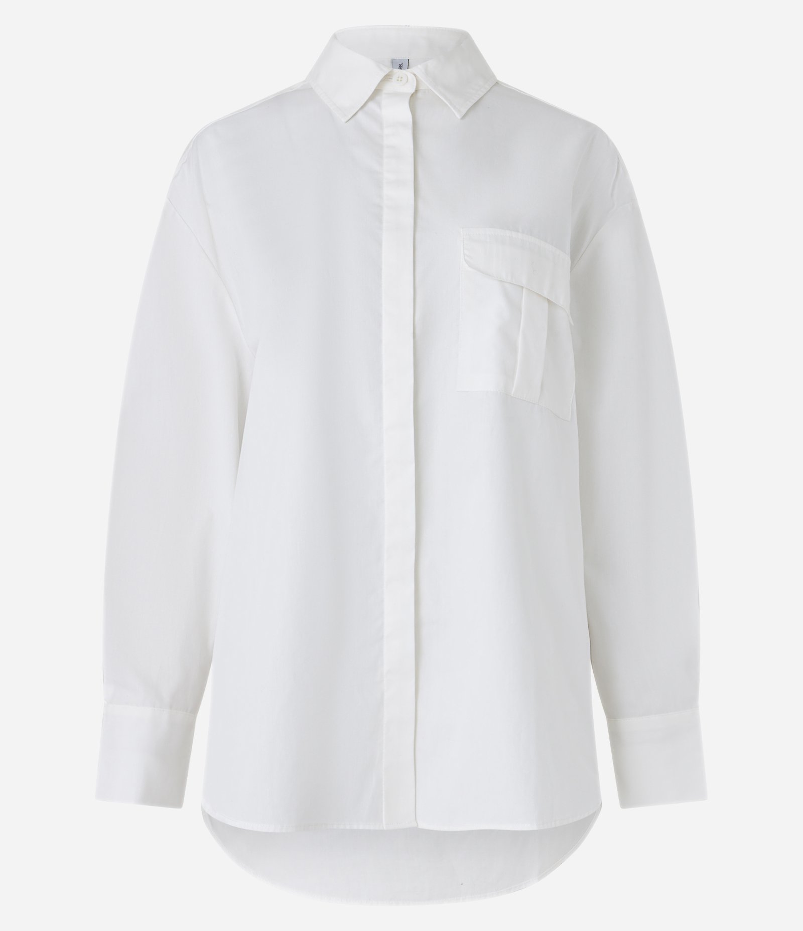 Camisa Alongada em Tricoline com Vista Dupla e Bolso Frontal Branco 5
