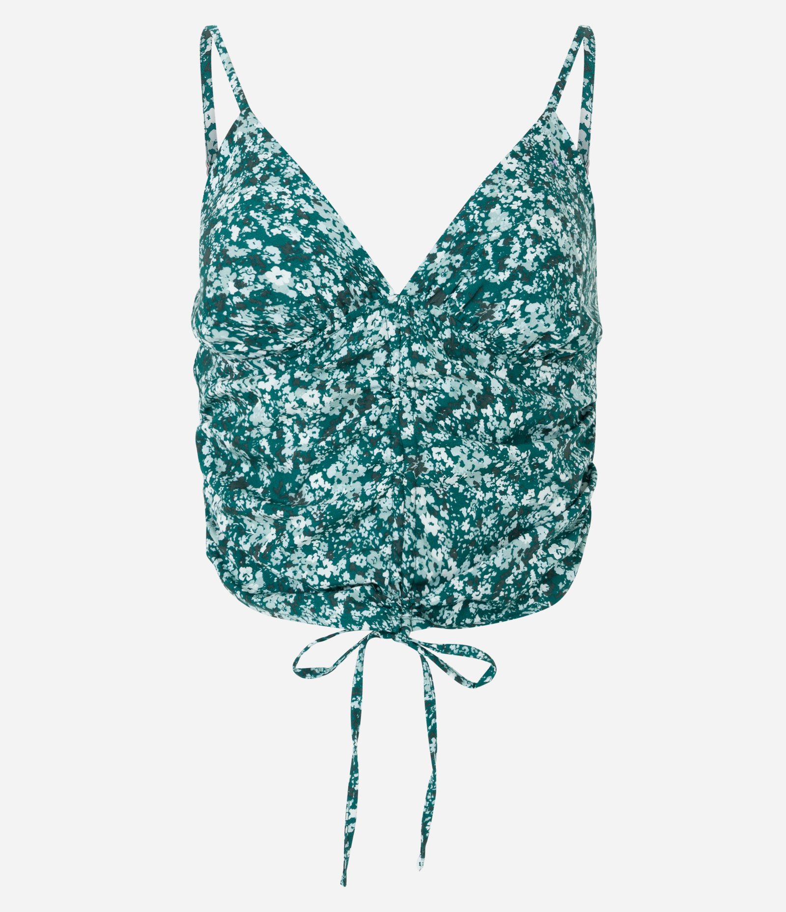 Blusa Cropped em Viscose Estampa Floral Liberty com Franzido Frontal Verde 5