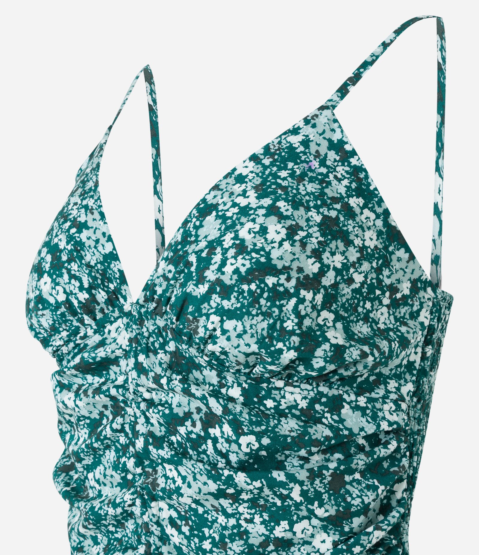 Blusa Cropped em Viscose Estampa Floral Liberty com Franzido Frontal Verde 6