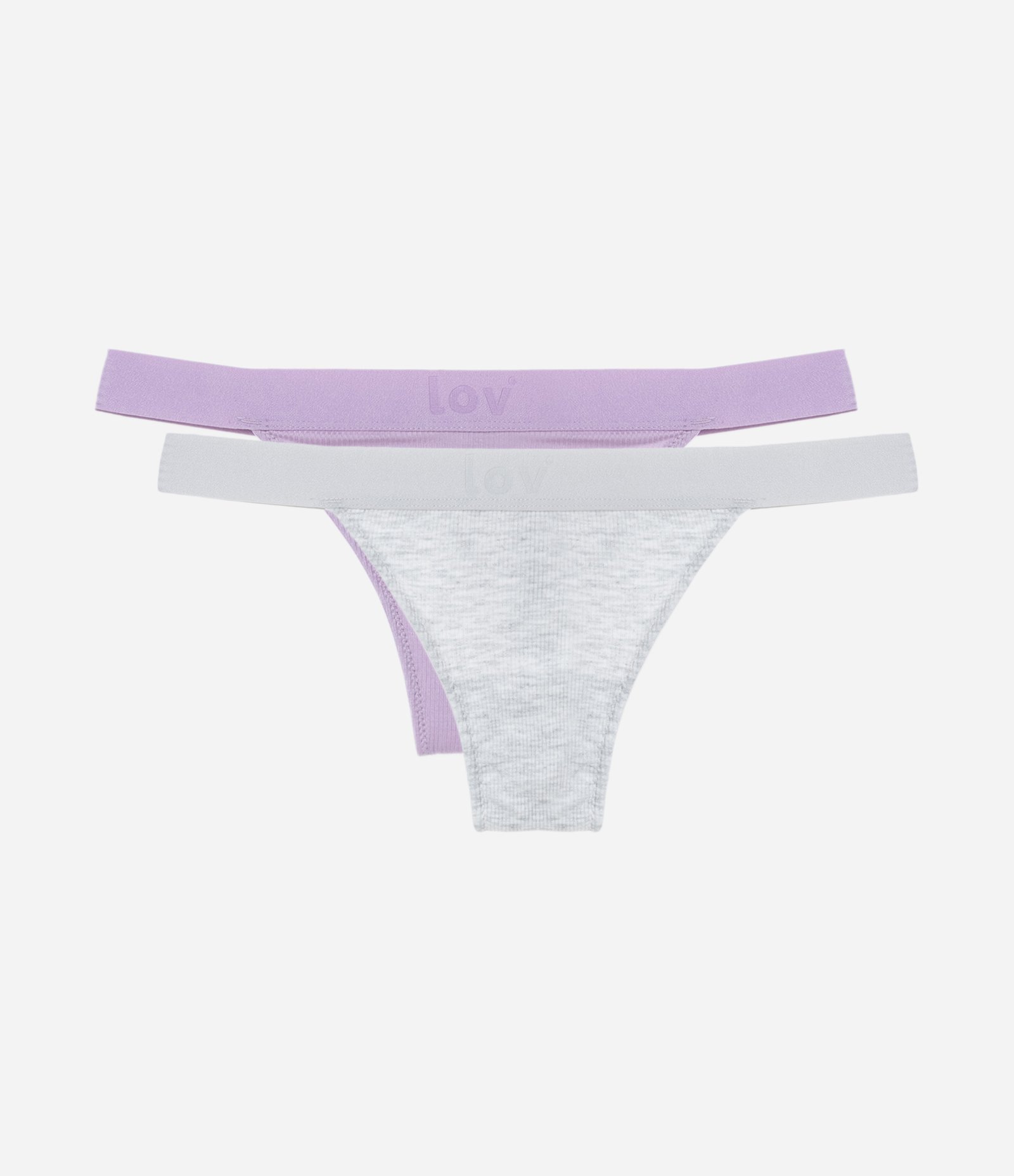 Kit 02 Calcinhas String Fio em Viscose Lilás/Branco 1