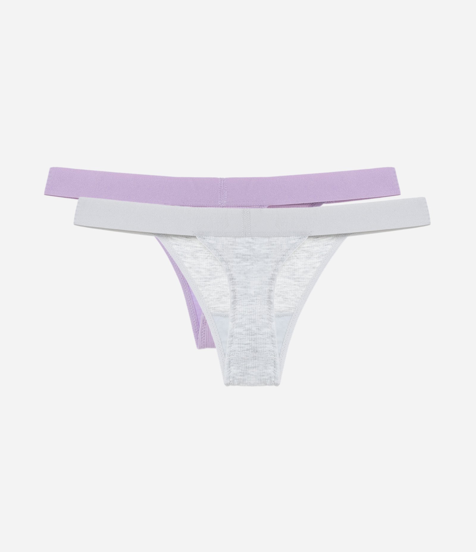 Kit 02 Calcinhas String Fio em Viscose Lilás/Branco 2