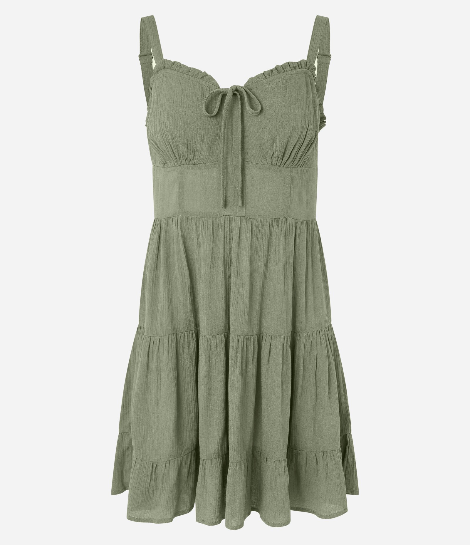 Vestido Curto em Viscose com Alças Largas e Amarração no Busto Verde 4