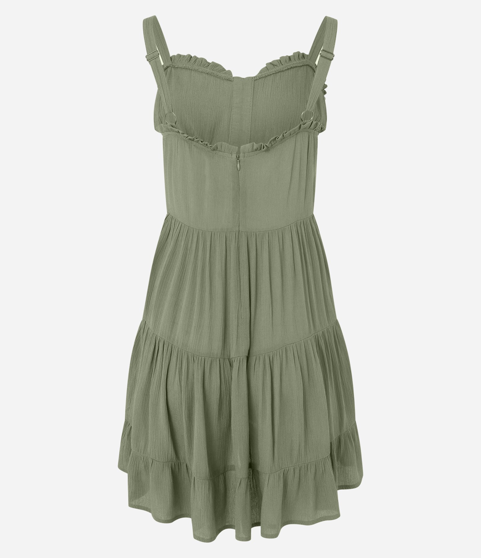 Vestido Curto em Viscose com Alças Largas e Amarração no Busto Verde 5