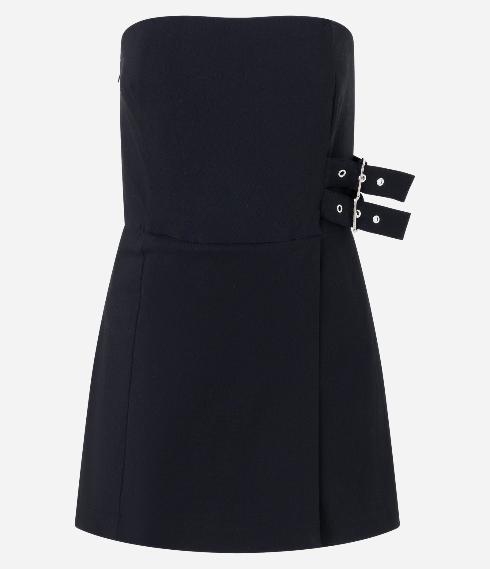 Macaquinho em Bengaline Tomara que Caia com Fivelas Laterais Preto 5