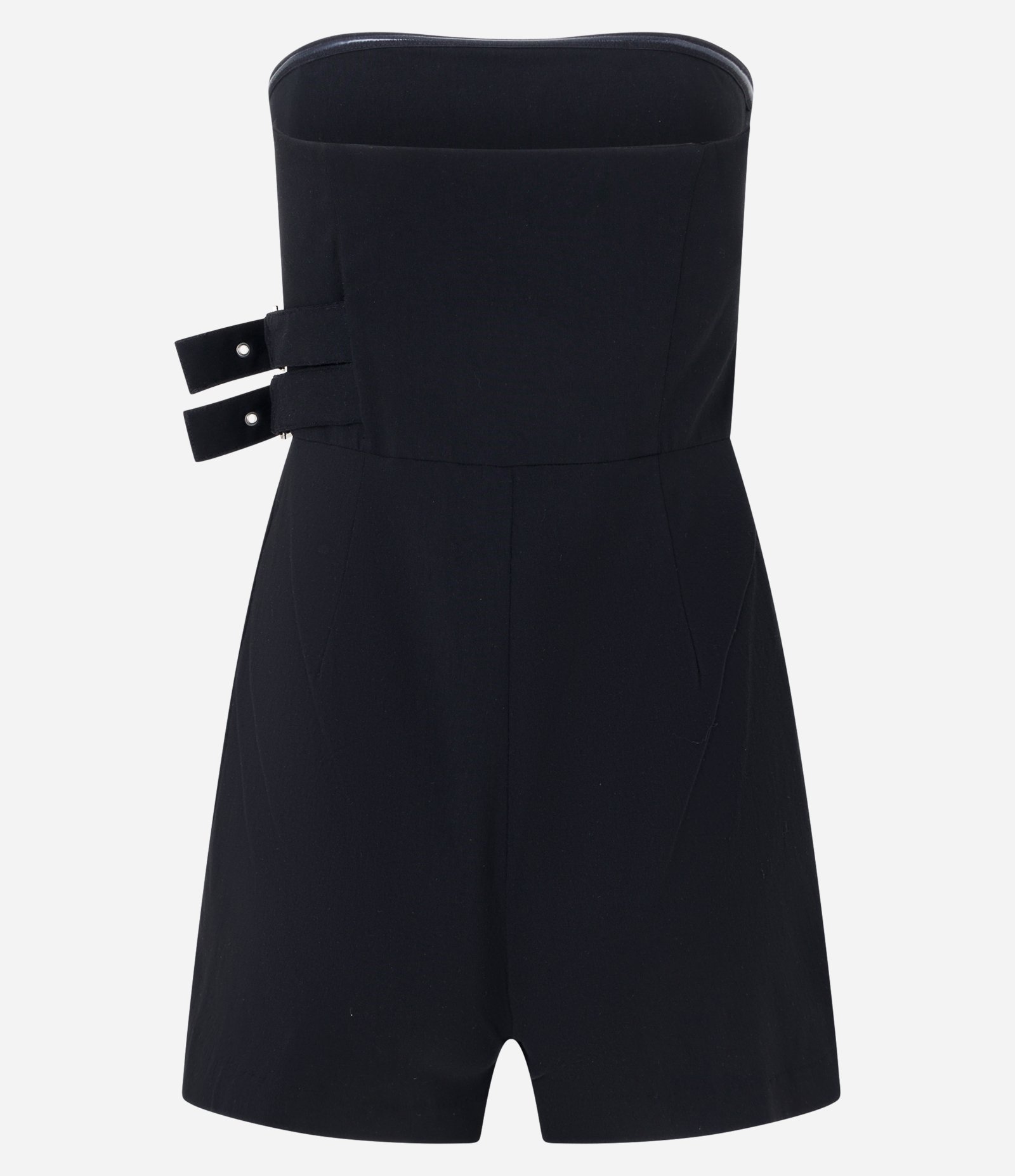 Macaquinho em Bengaline Tomara que Caia com Fivelas Laterais Preto 6