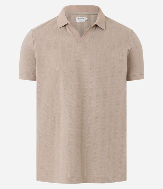 Camiseta Polo com Textura Canelada e Gola V