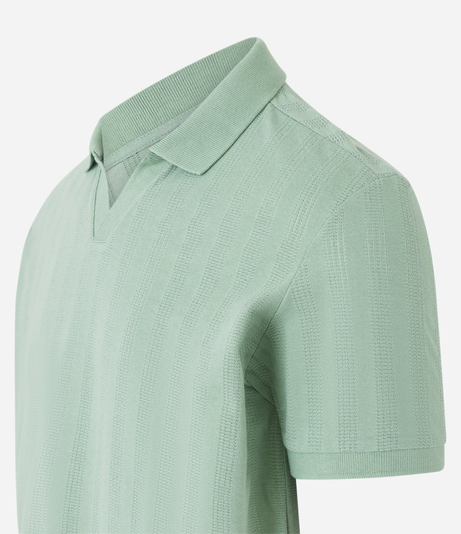 Camiseta Polo com Textura Canelada e Gola V Verde 7