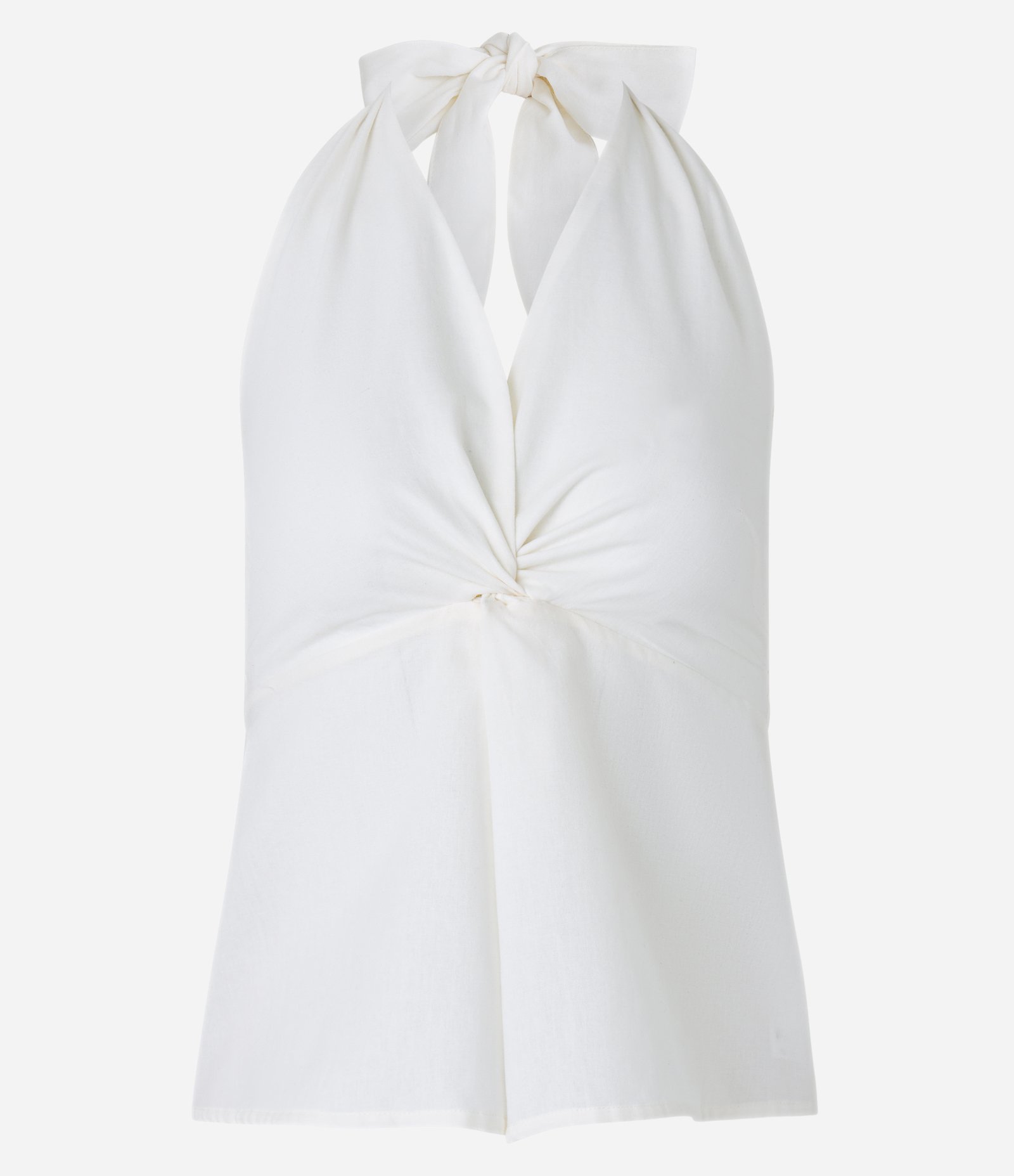 Blusa Frente Única em Tricoline com Decote Franzido Branco 6