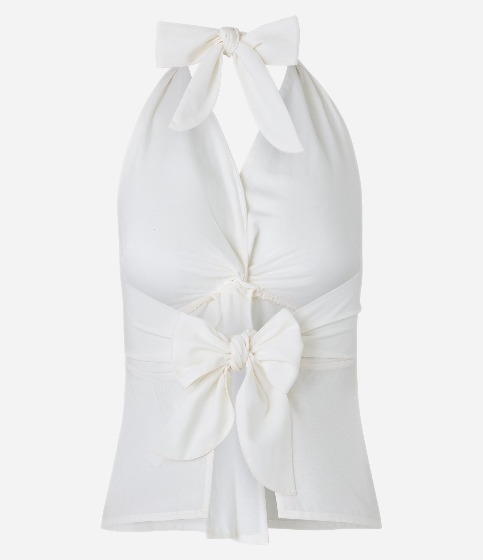 Blusa Frente Única em Tricoline com Decote Franzido Branco 7