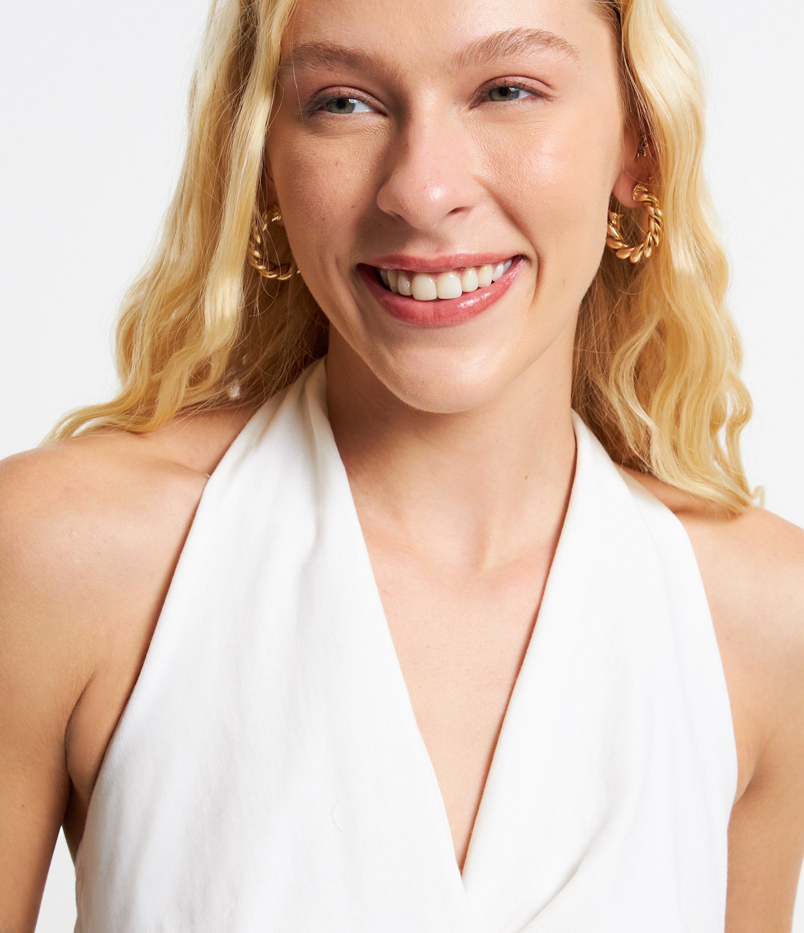 Blusa Frente Única em Tricoline com Decote Franzido Branco 4