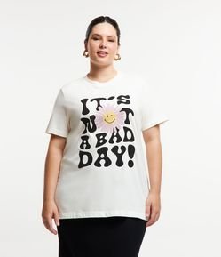 Camiseta Alongada em Algodão com Estampa Its Not a Bad Day Curve & Plus Size