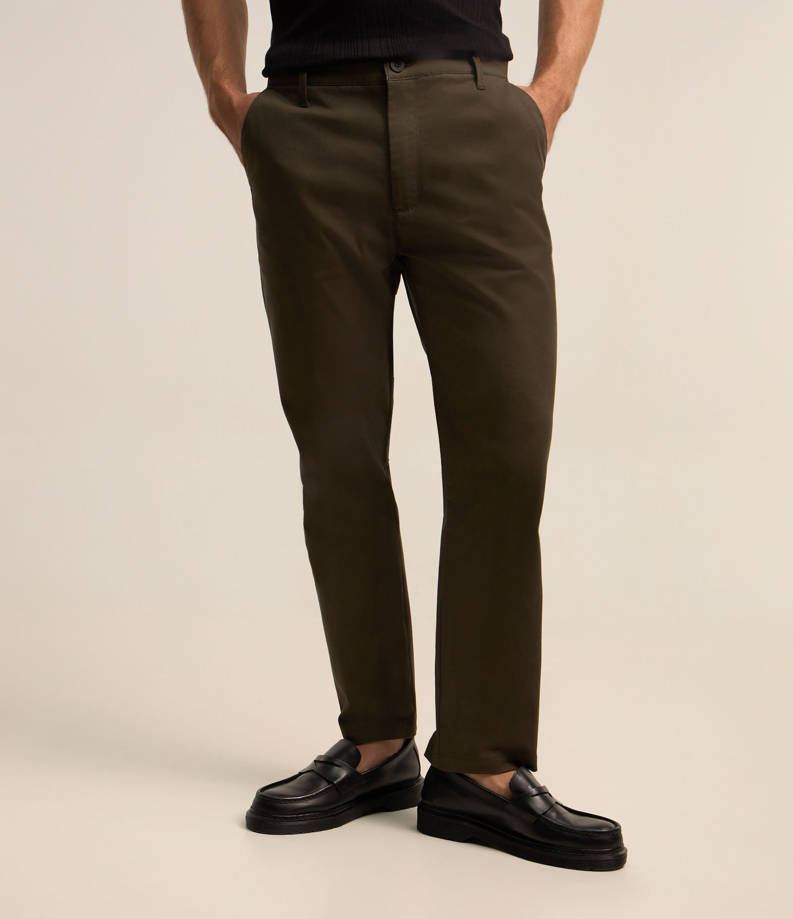 Calça Slim Sarjado Cropped Alfaiatada com Bolsos Verde 3