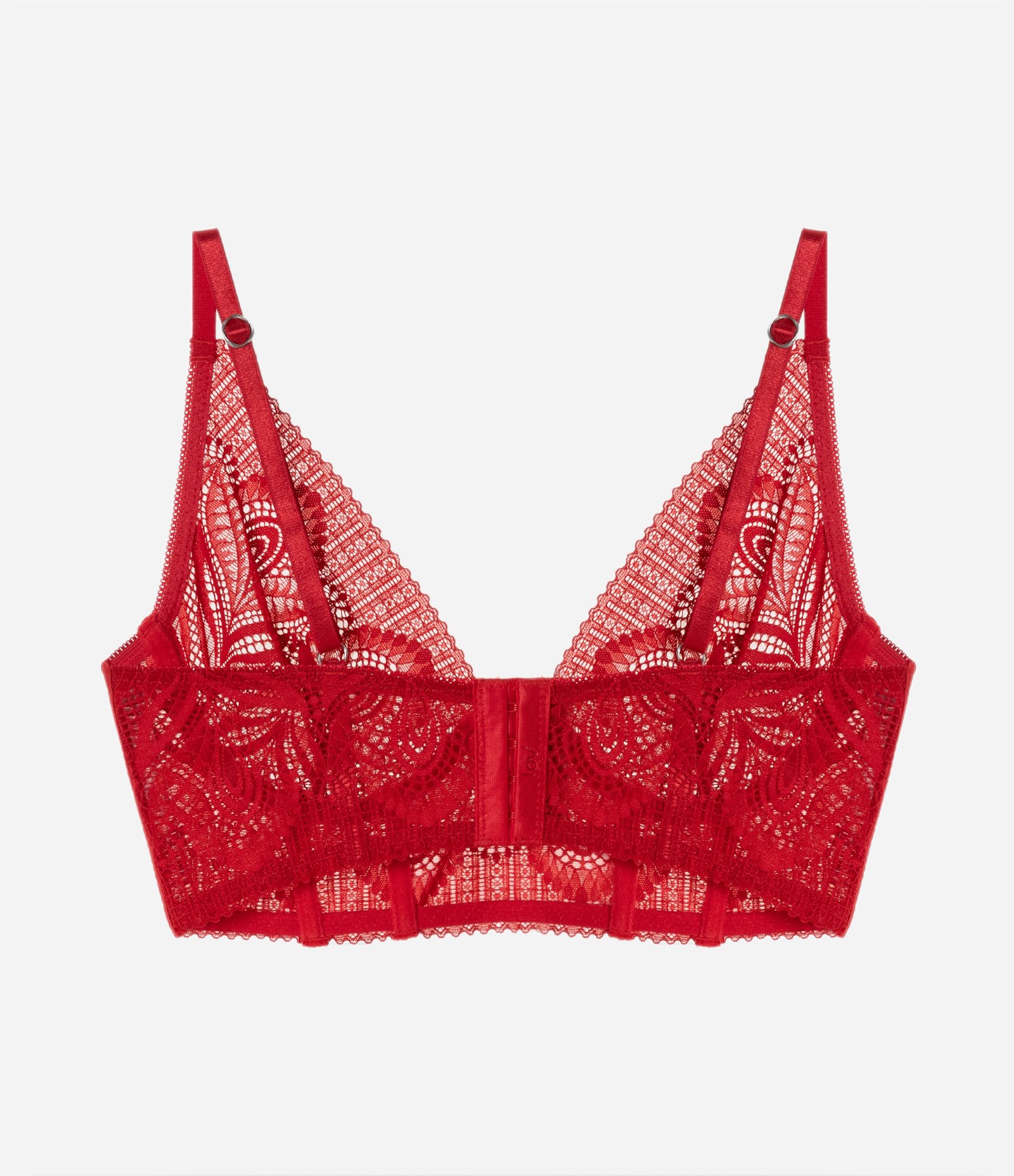 Sutiã Alongado Sem Bojo em Renda Vermelho 5