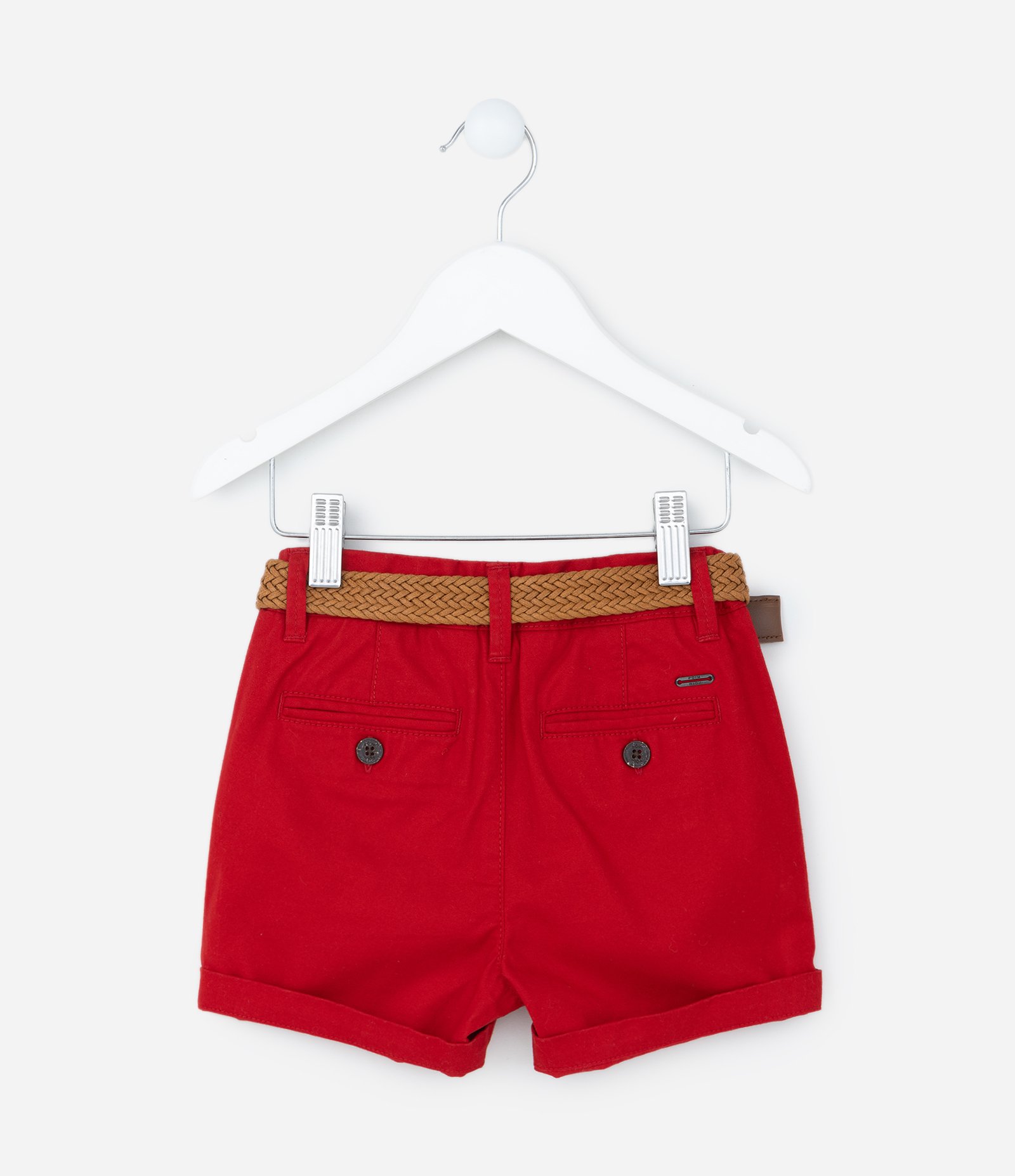 Bermuda Infantil em Sarja com Cinto - Tam 1 a 4 Anos Vermelho 2