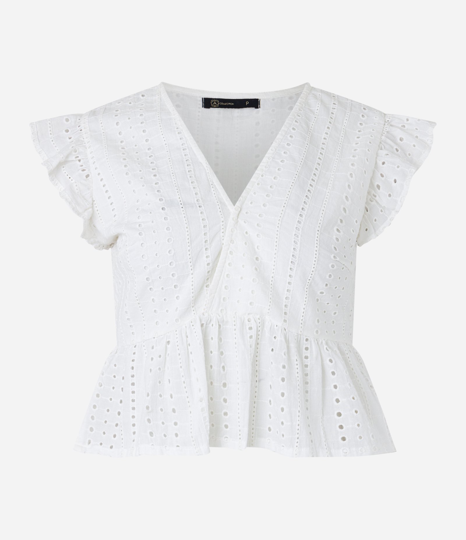 Blusa Sem Manga em Laise com Babado na Cava Branco 5