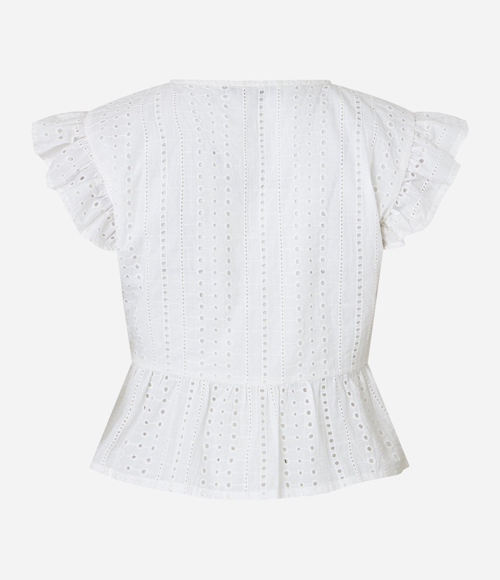 Blusa Sem Manga em Laise com Babado na Cava Branco 7