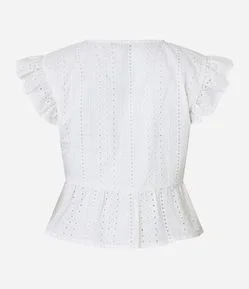 Blusa Sem Manga em Laise com Babado na Cava
