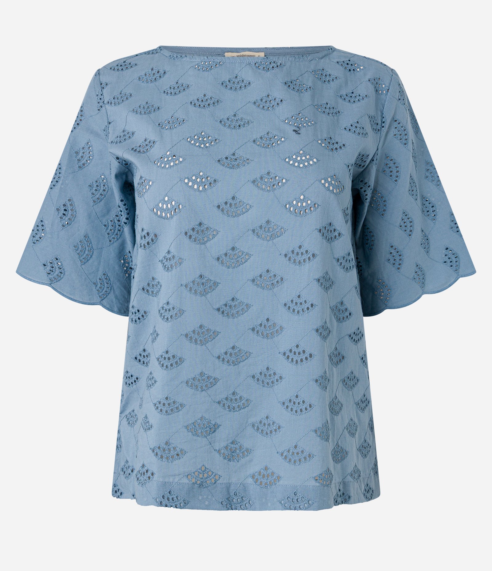 Blusa em Laise com Bordados Vazados de Leques Azul 5