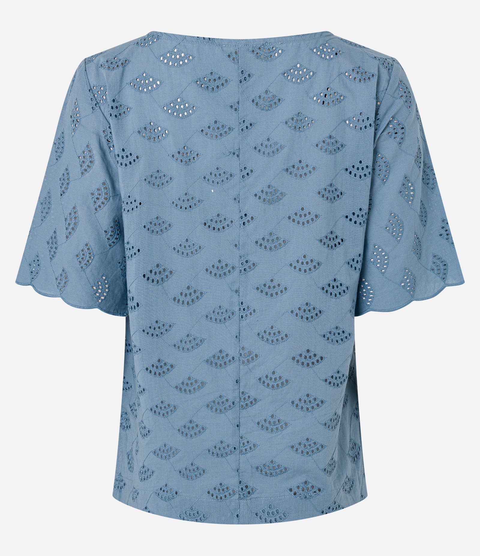 Blusa em Laise com Bordados Vazados de Leques Azul 7