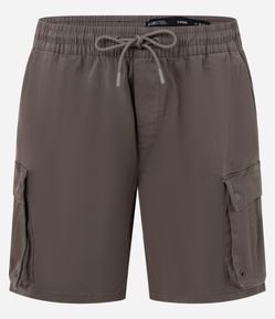 Bermuda em Algodão com Cós Elástico e Bolso Cargo