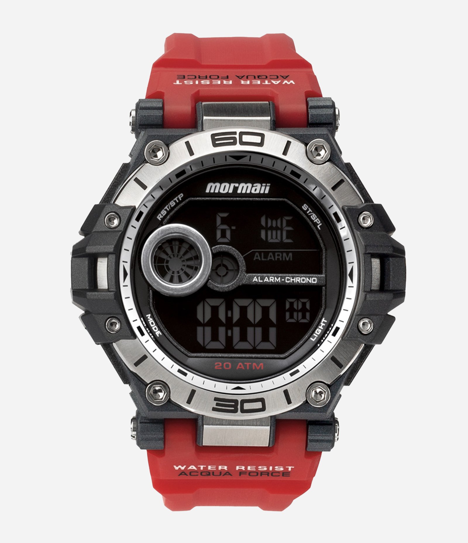 Relógio Masculino Mormaii Digital com Pulseira de Silicone e Caixa de Plástico Vermelho 1