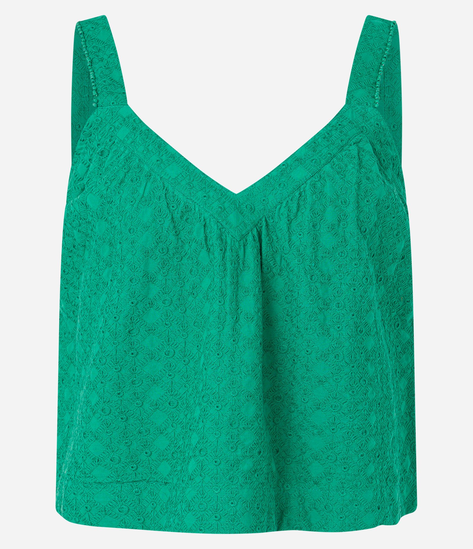 Blusa Curta em Laise com Miçangas nas Alças Verde 4