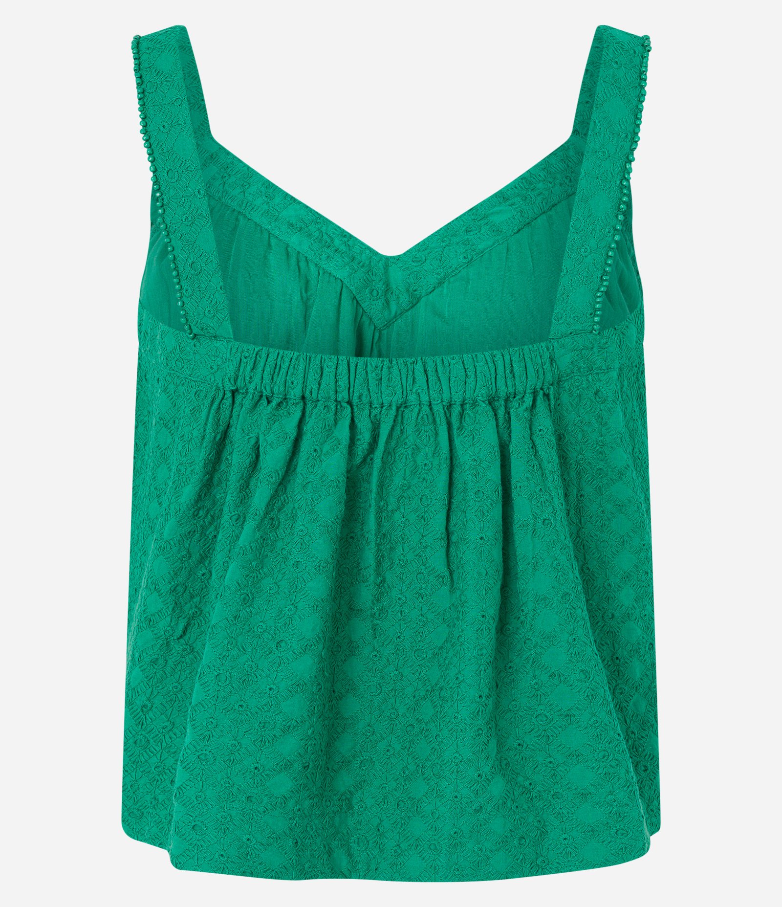 Blusa Curta em Laise com Miçangas nas Alças Verde 6
