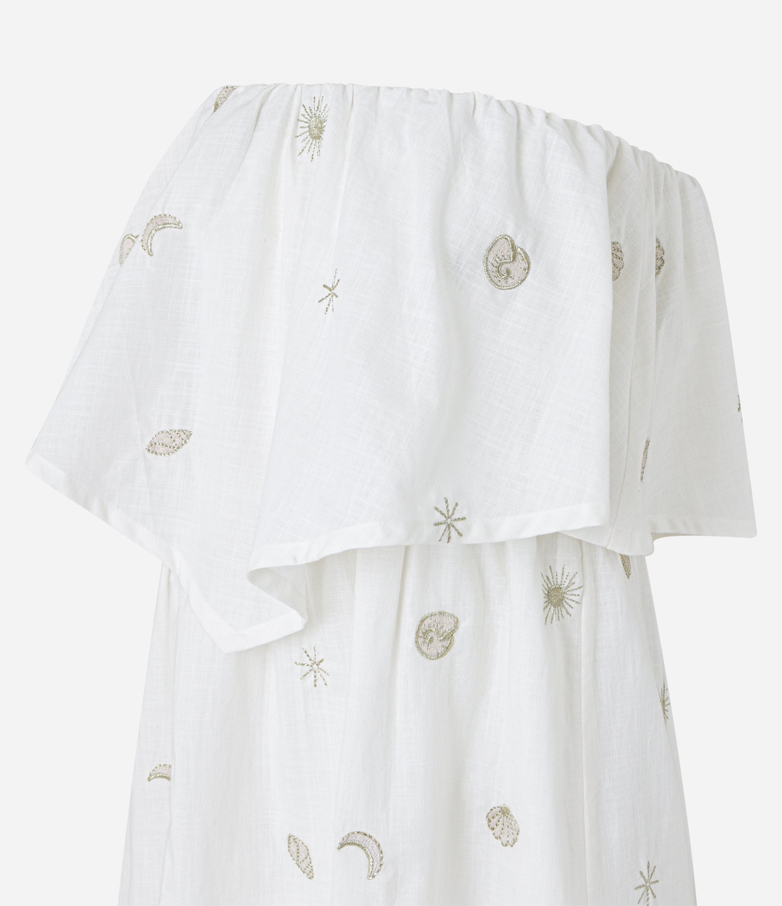 Vestido Evasê Tomara Que Caia em Voil com Bordados em Foil Branco 7