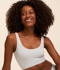 Sutiã Top Sem Bojo e Sem Aro em Poliamida com Textura Canelada