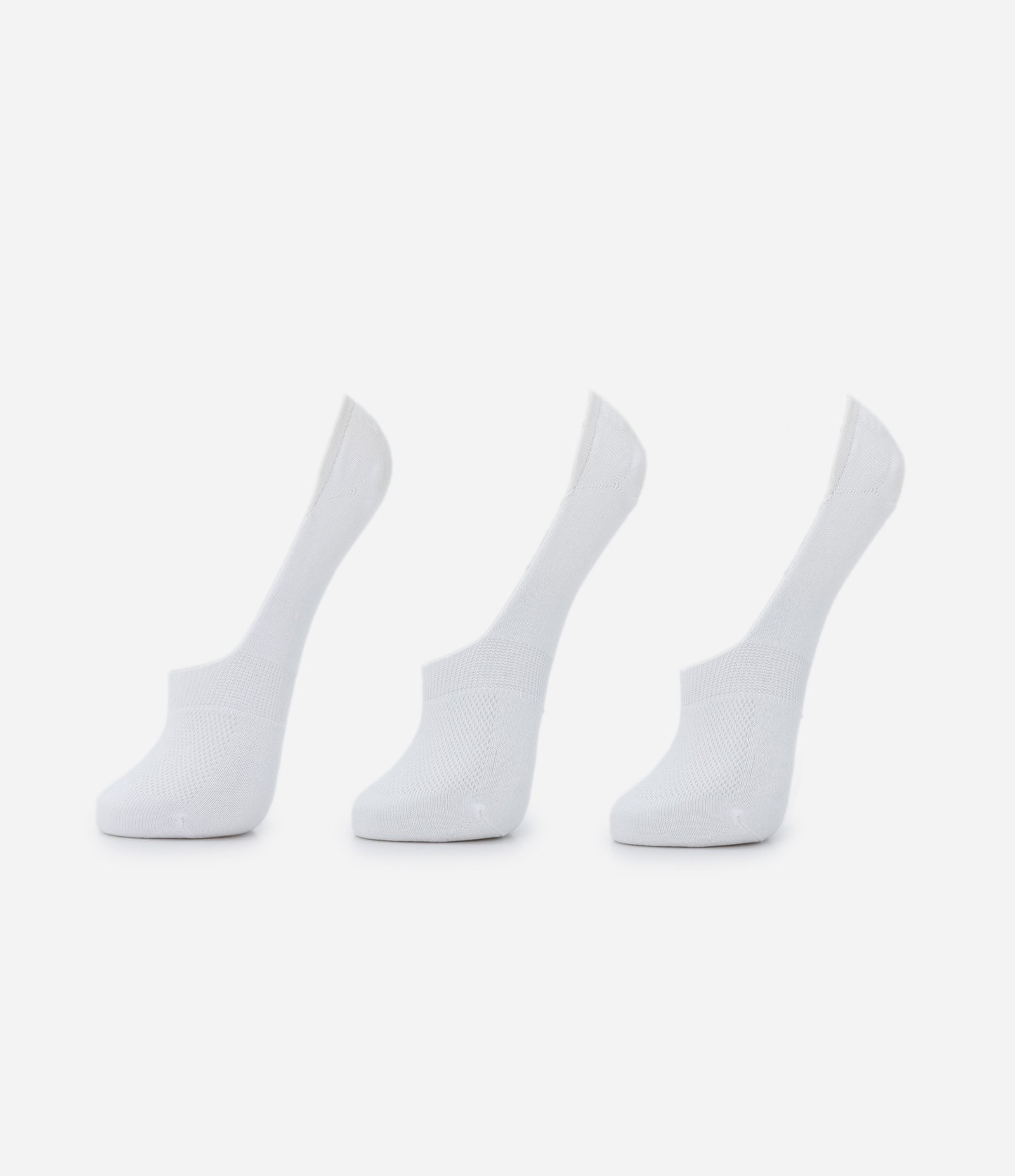 Kit 03 Meias Super Invisíveis em Algodão com Textura Branco 1