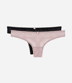 Kit 02 Calcinhas Biquíni Fio em Laise Floral