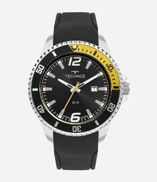 Relógio Masculino Technos Analógico com Caixa em Aço e Pulseira em Silicone