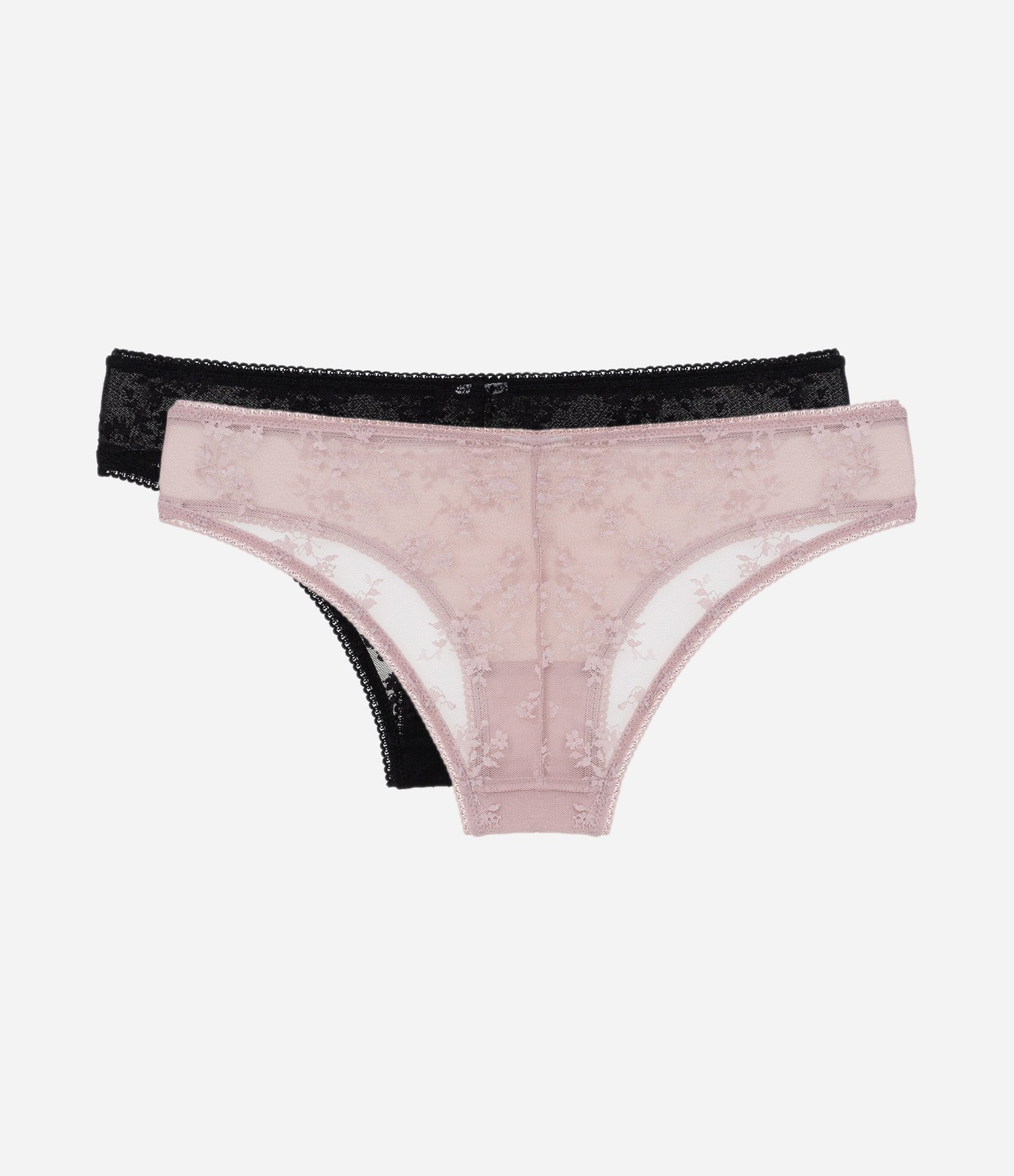 Kit 02 Calcinhas Biquíni em Laise Floral Preto/Rosa 2