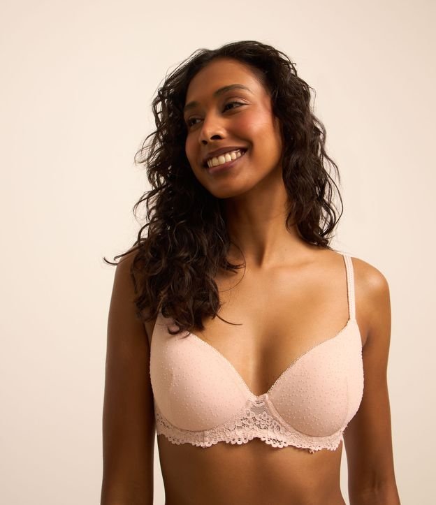 Sutiã Base com Bojo Oco e Tule Poá