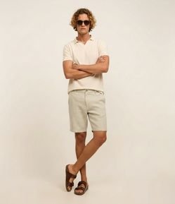 Bermuda Slim Texturizada em Linho com Algodão