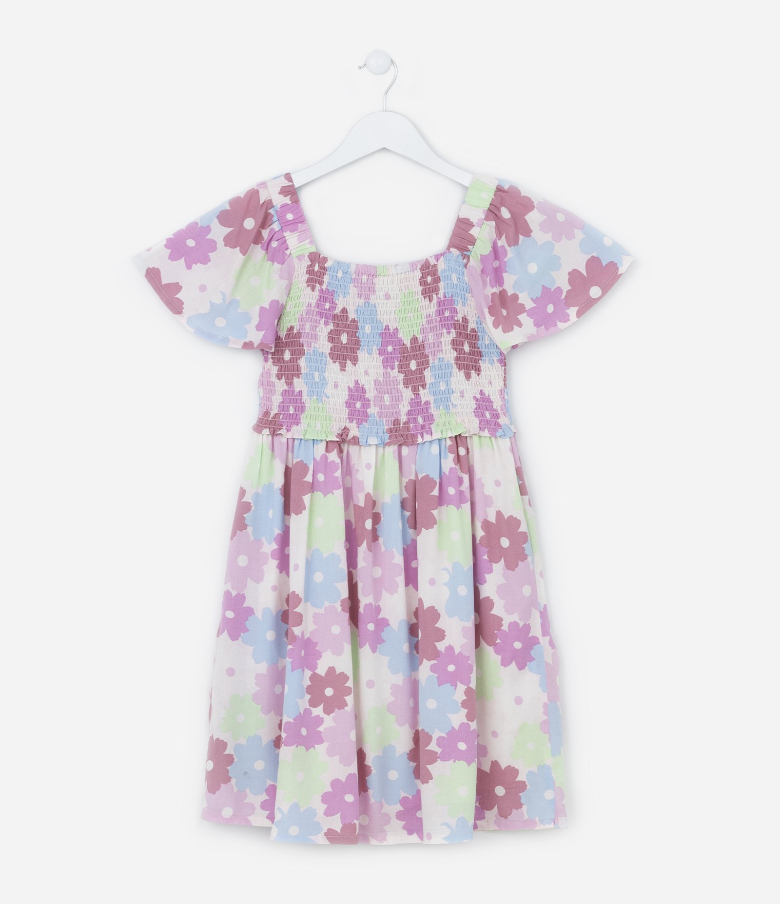 Vestido Infantil em Laise com Estampa Floral - Tam 5 a 14 Anos Multicores 1