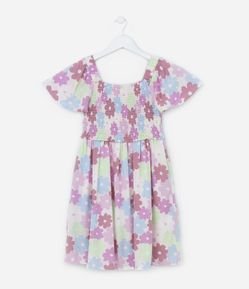 Vestido Infantil em Laise com Estampa Floral - Tam 5 a 14 Anos