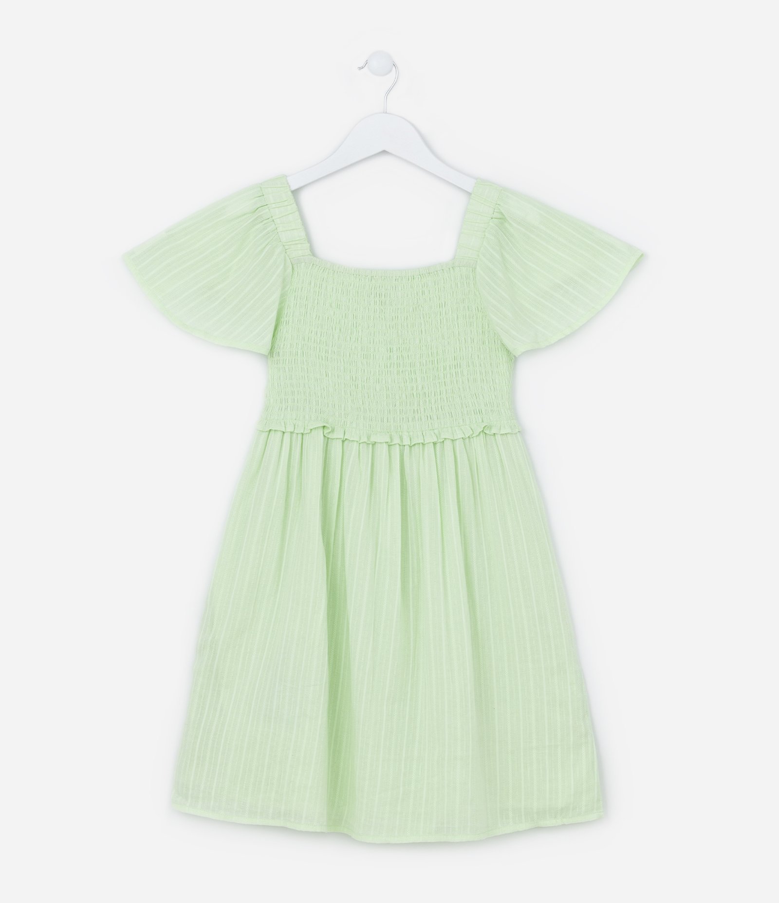 Vestido Infantil em Laise com Textura - Tam 5 a 14 Anos Verde 2