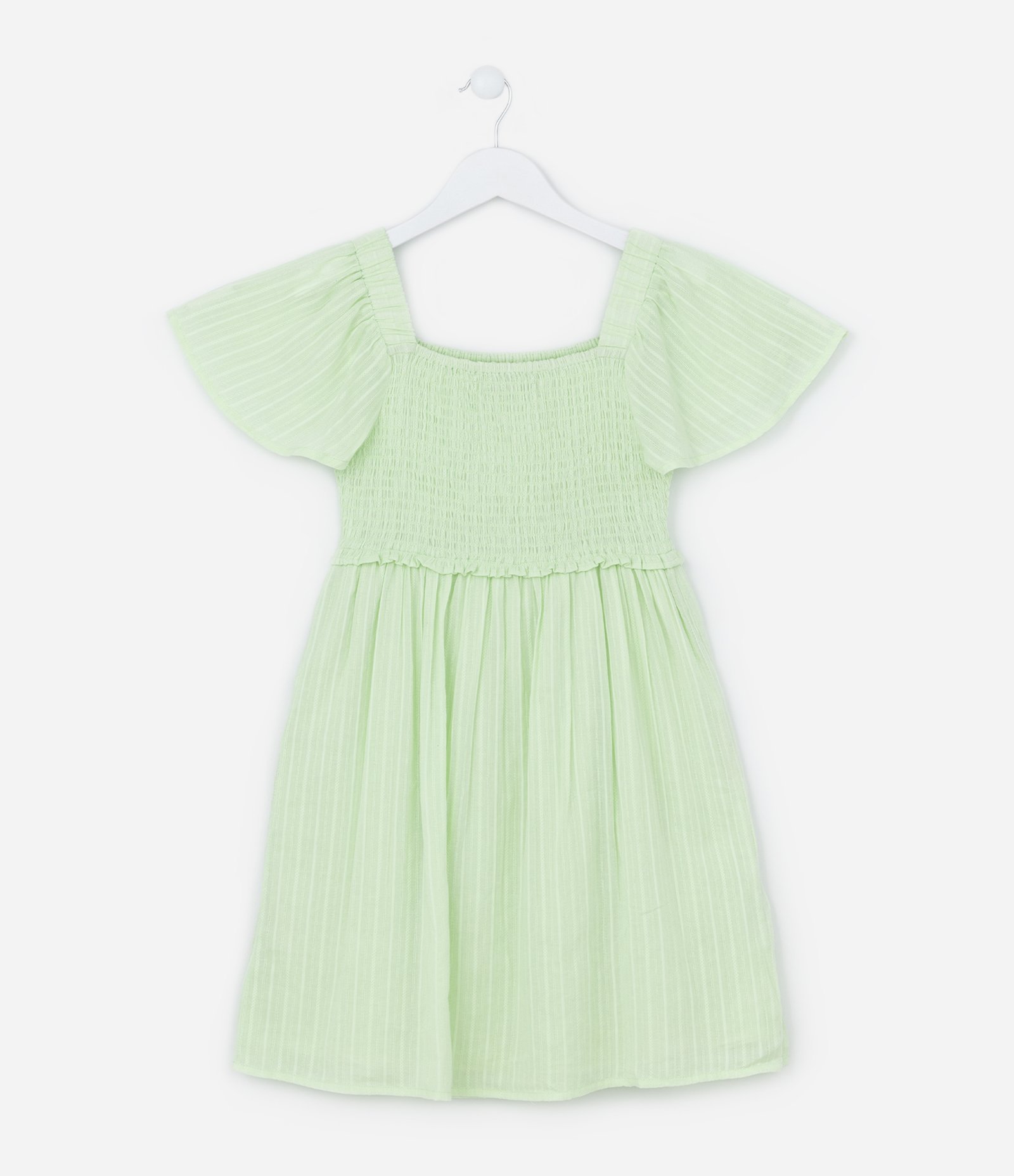 Vestido Infantil em Laise com Textura - Tam 5 a 14 Anos Verde 3