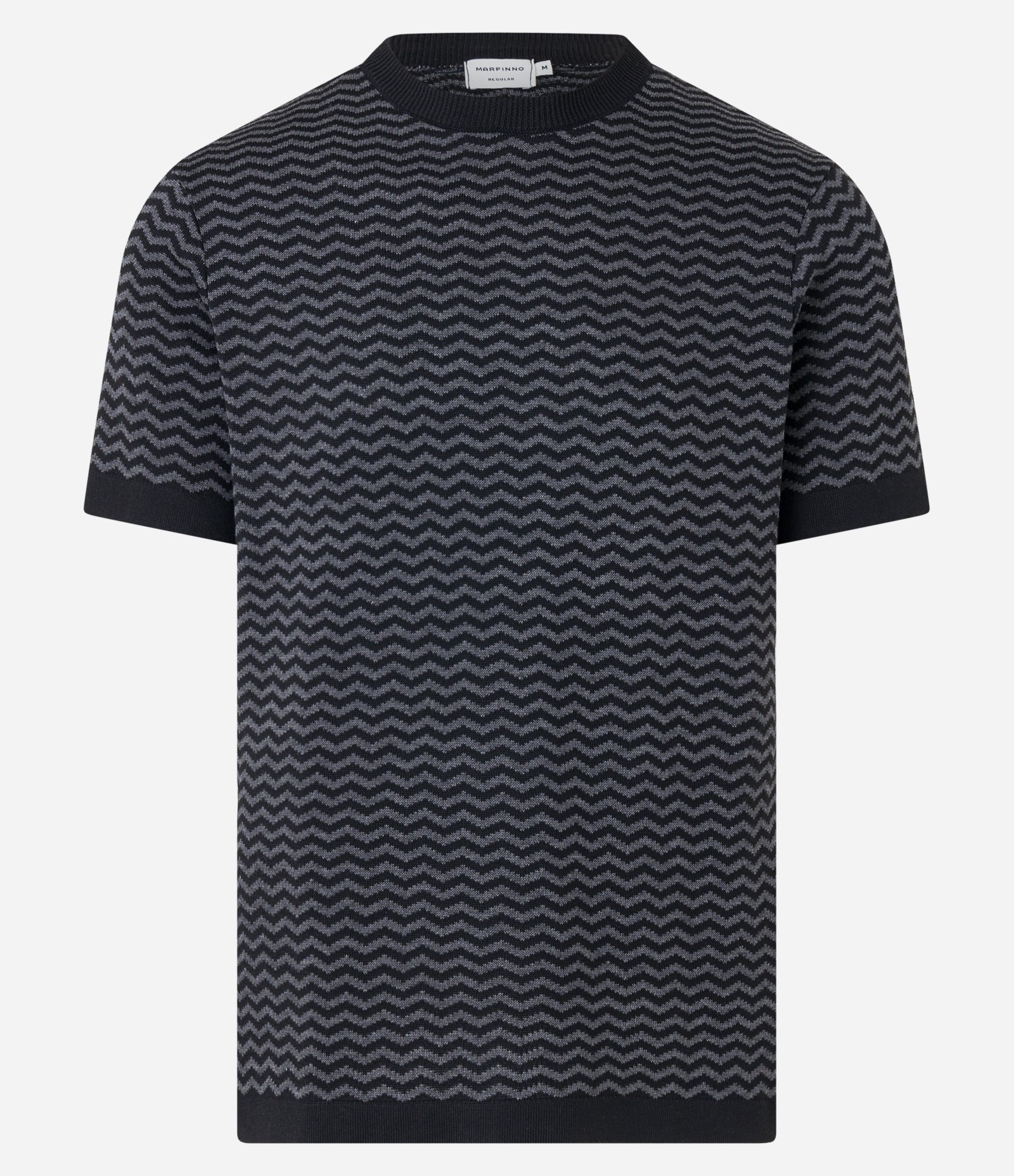 Camiseta com Textura e Estampa Zig Zag Preto/ Cinza 5