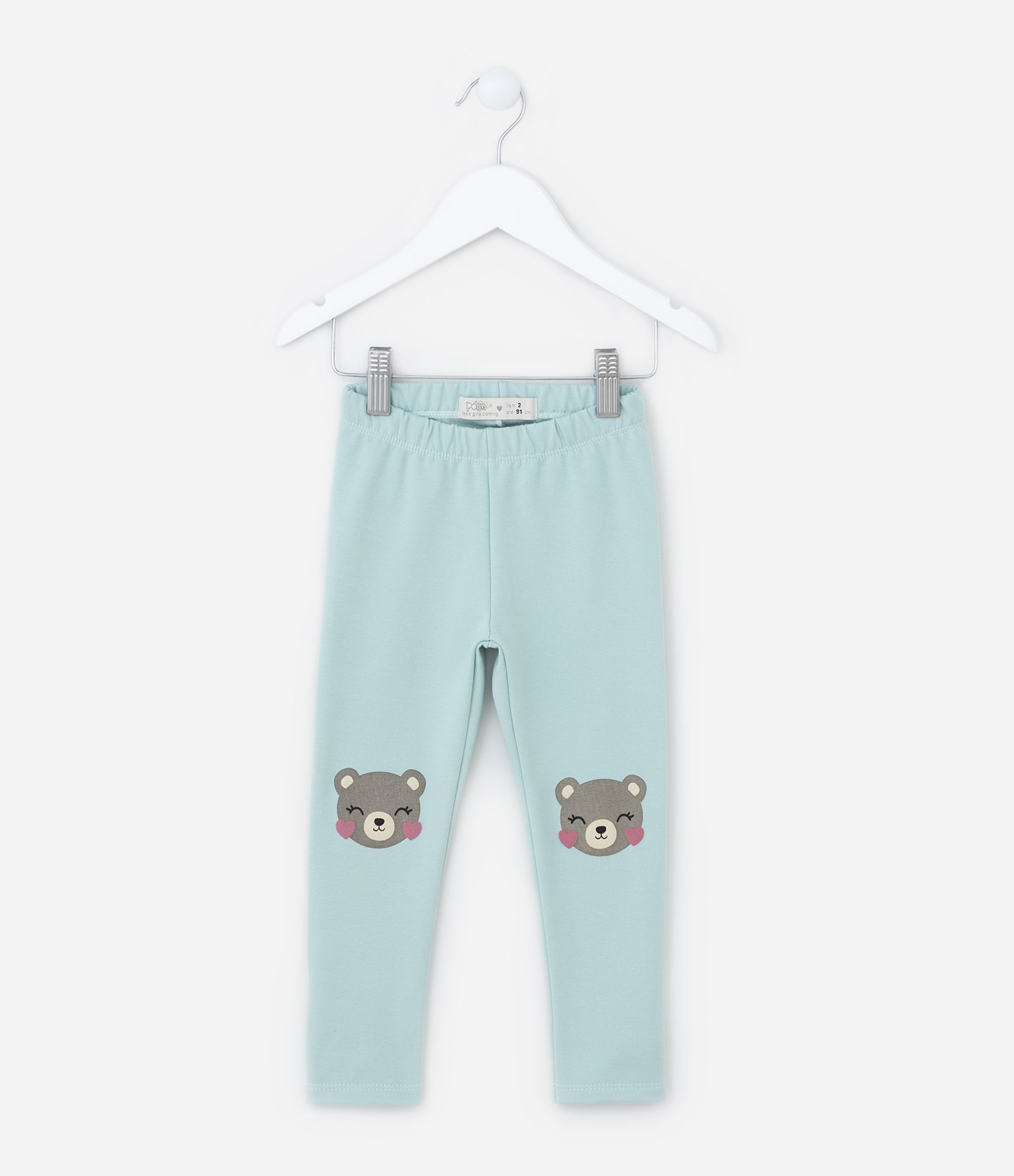 Calça Legging Infantil em Molecotton com Ursinhos nos Joelhos - Tam 1 a 5 anos Azul 1