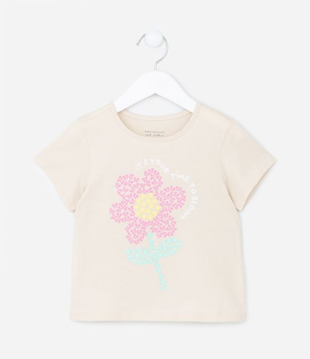 Camiseta Infantil com Estampa Flor - Tam 1 a 5 Anos