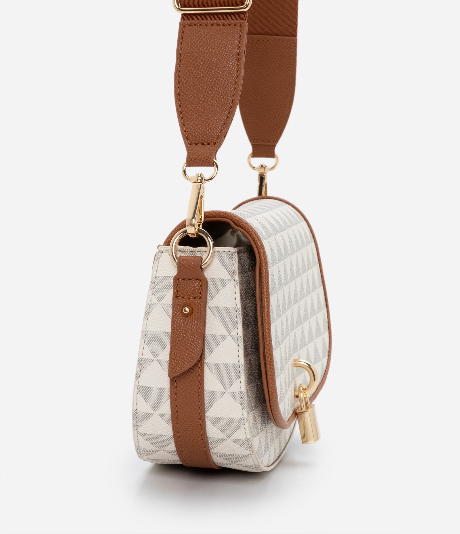 Bolsa Saddle Média com Alça de Gorgorão e Detalhe de Cadeado Off White 3