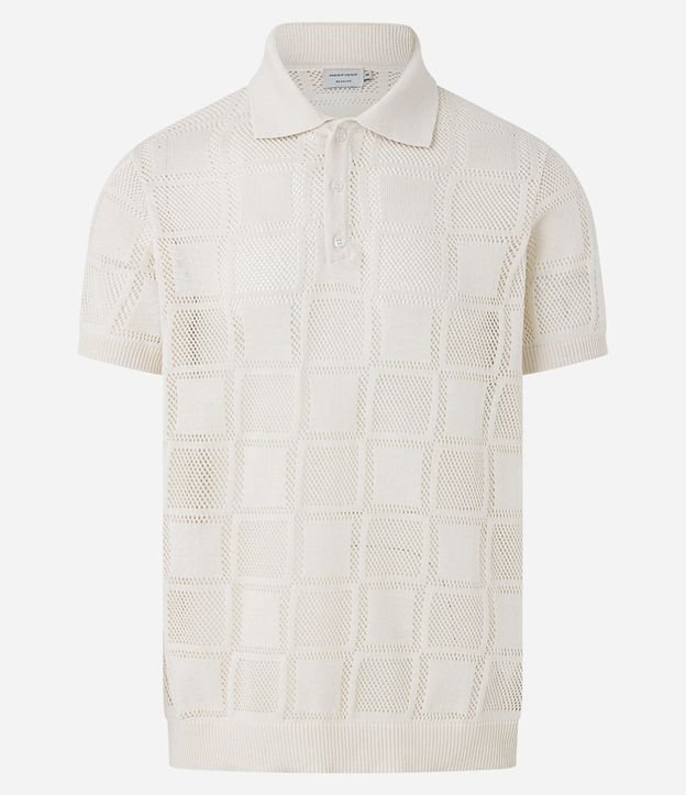 Camiseta Polo Regular em Crochê com Mix de Pontos