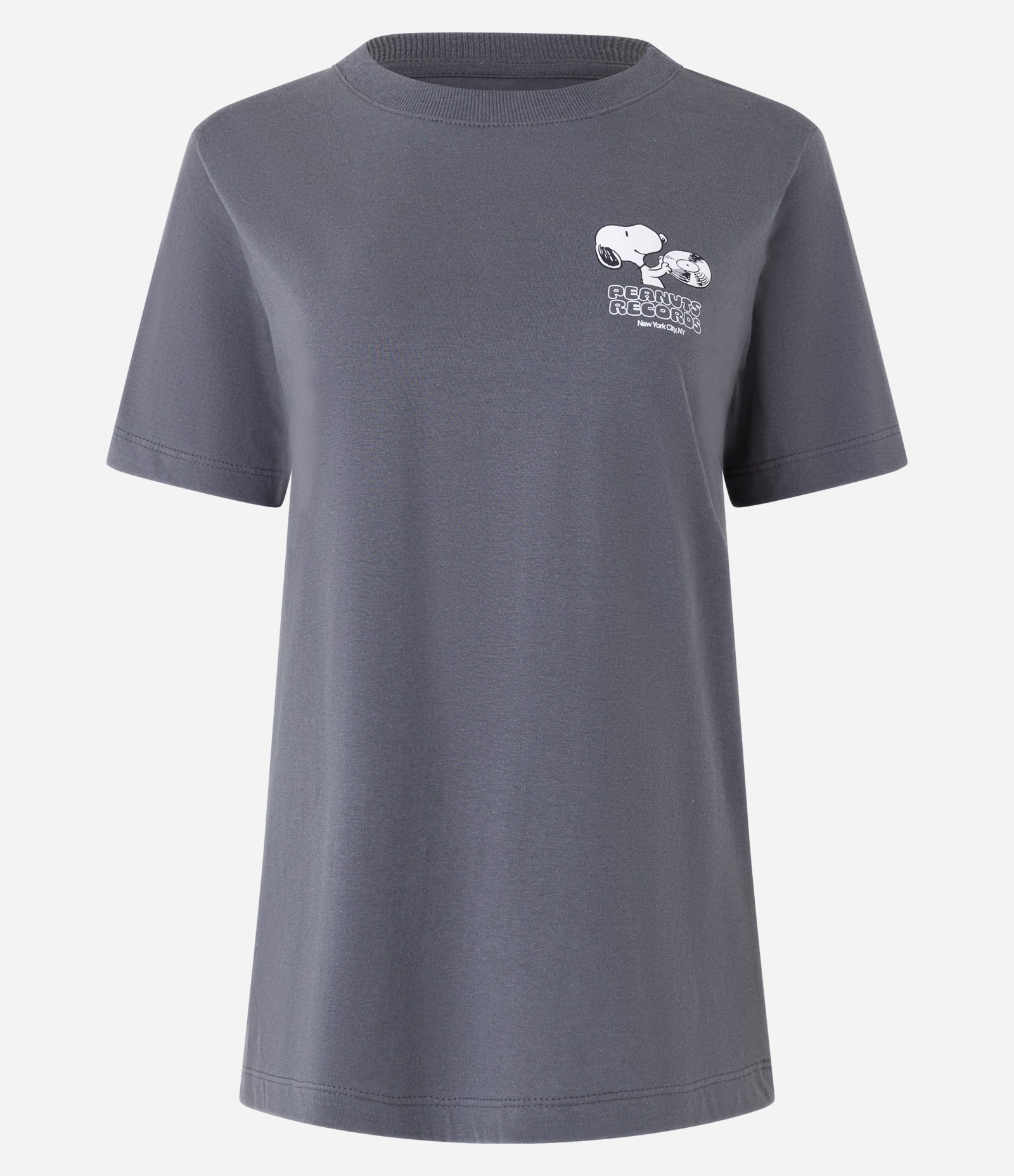 Camiseta Manga Curta em Algodão com Snoopy Estampado Cinza 5