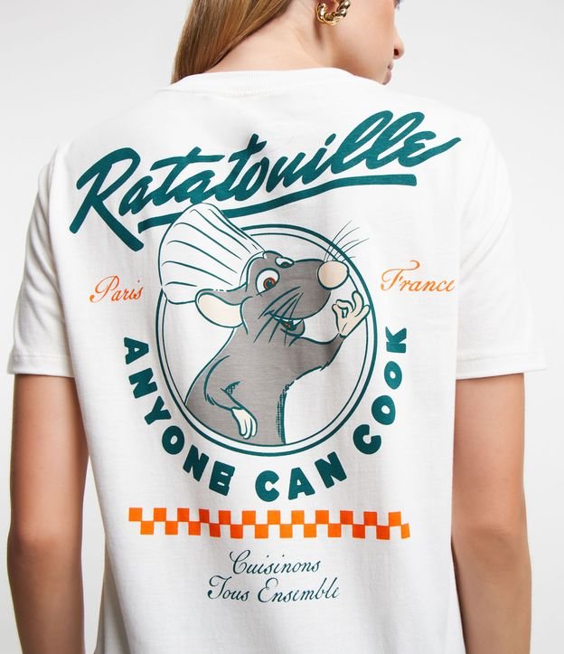 Camiseta Alongada em Meia Malha e Estampa Frente e Costas Ratatouille