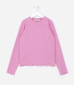 Blusa Infantil em Cotton com Glitter e Corações - Tam 5 a 14 Anos