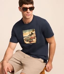 Camiseta em Algodão com Estampa de Carros Clássicos