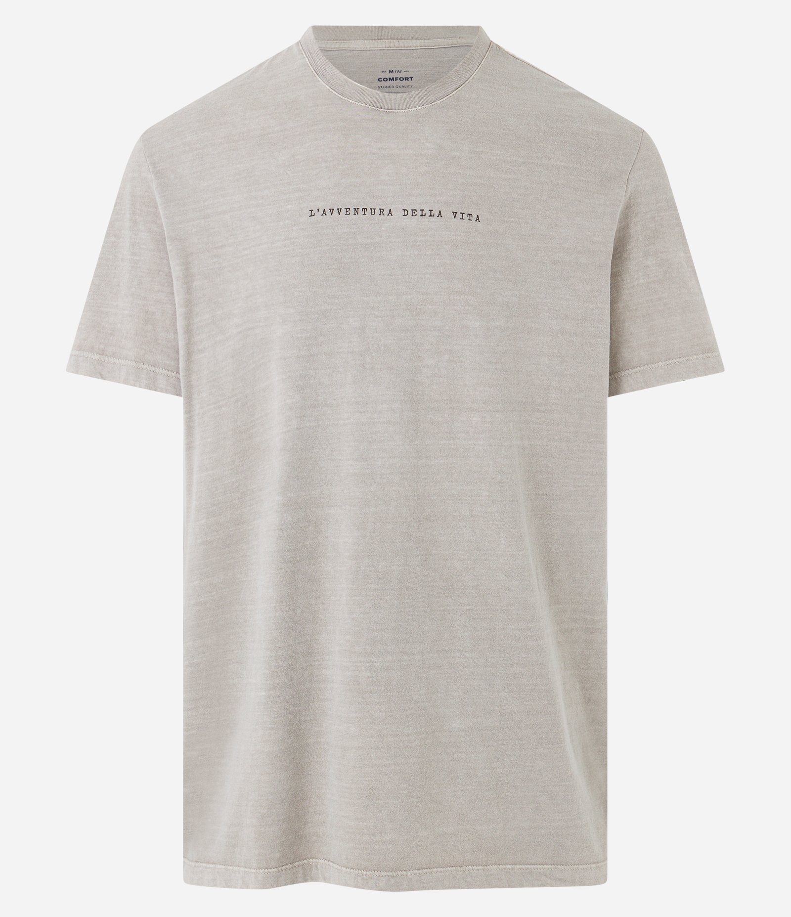Camiseta em Algodão com Lettering LAvventura Della Vita Cinza 1