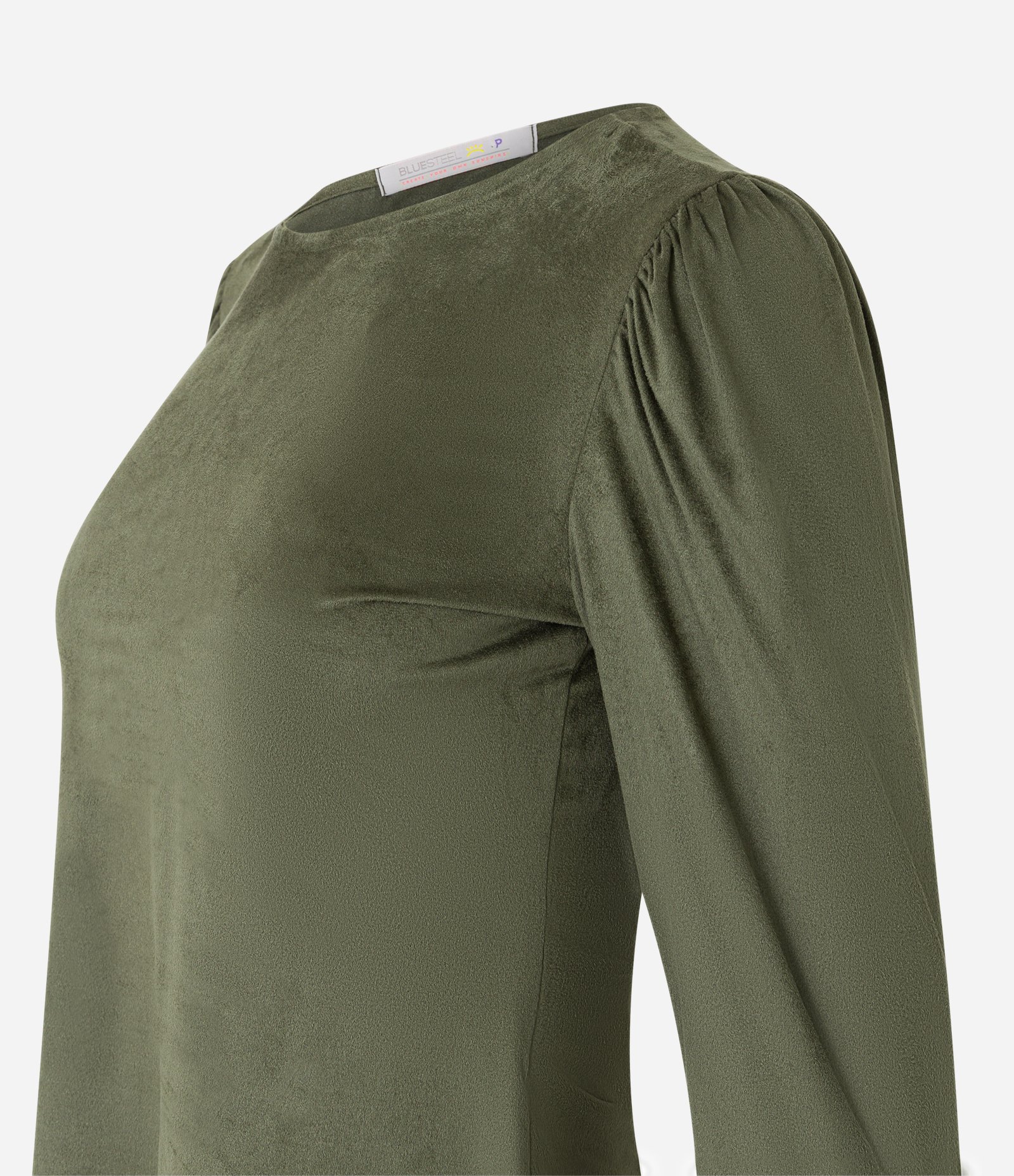 Blusa em Suede com Franzido nos Ombros Verde 6